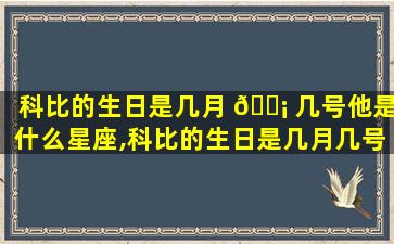 科比的生日是几月 🐡 几号他是什么星座,科比的生日是几月几号他是什么星座呢